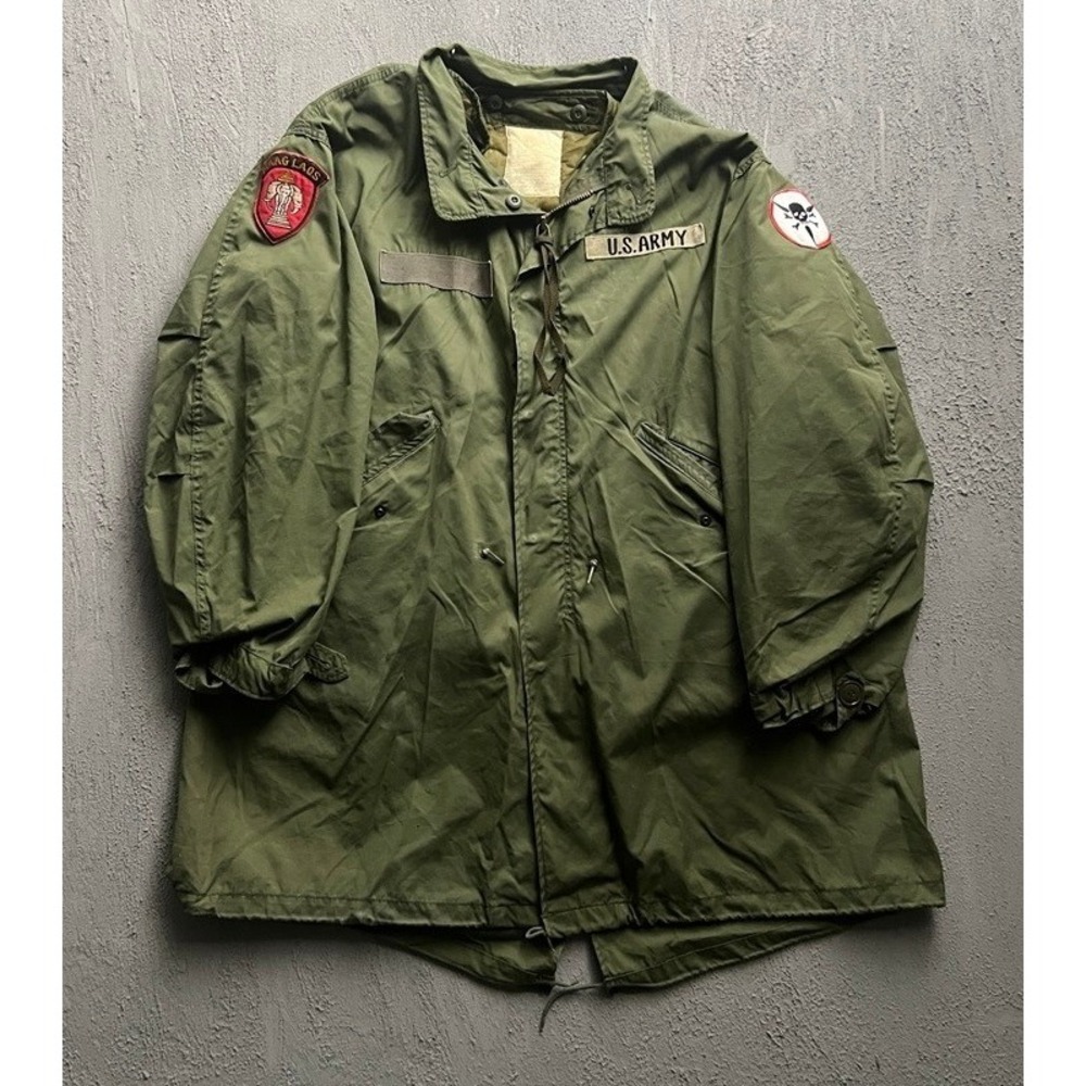 Vintage US Army M-65 Fishtail Parka Large Green 1960s MAAG LAOS